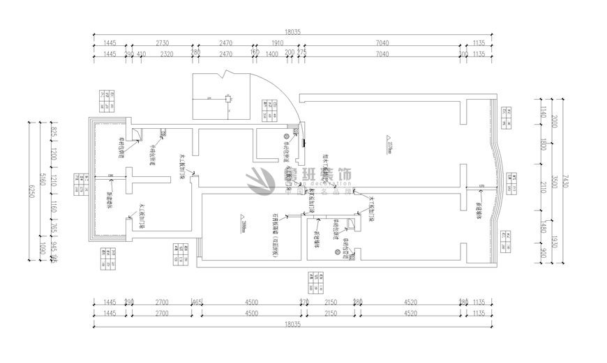 鲁班装饰出品西安翠花苑旧房改造三居室现代极简风效果图惠杰主笔——原始结构图